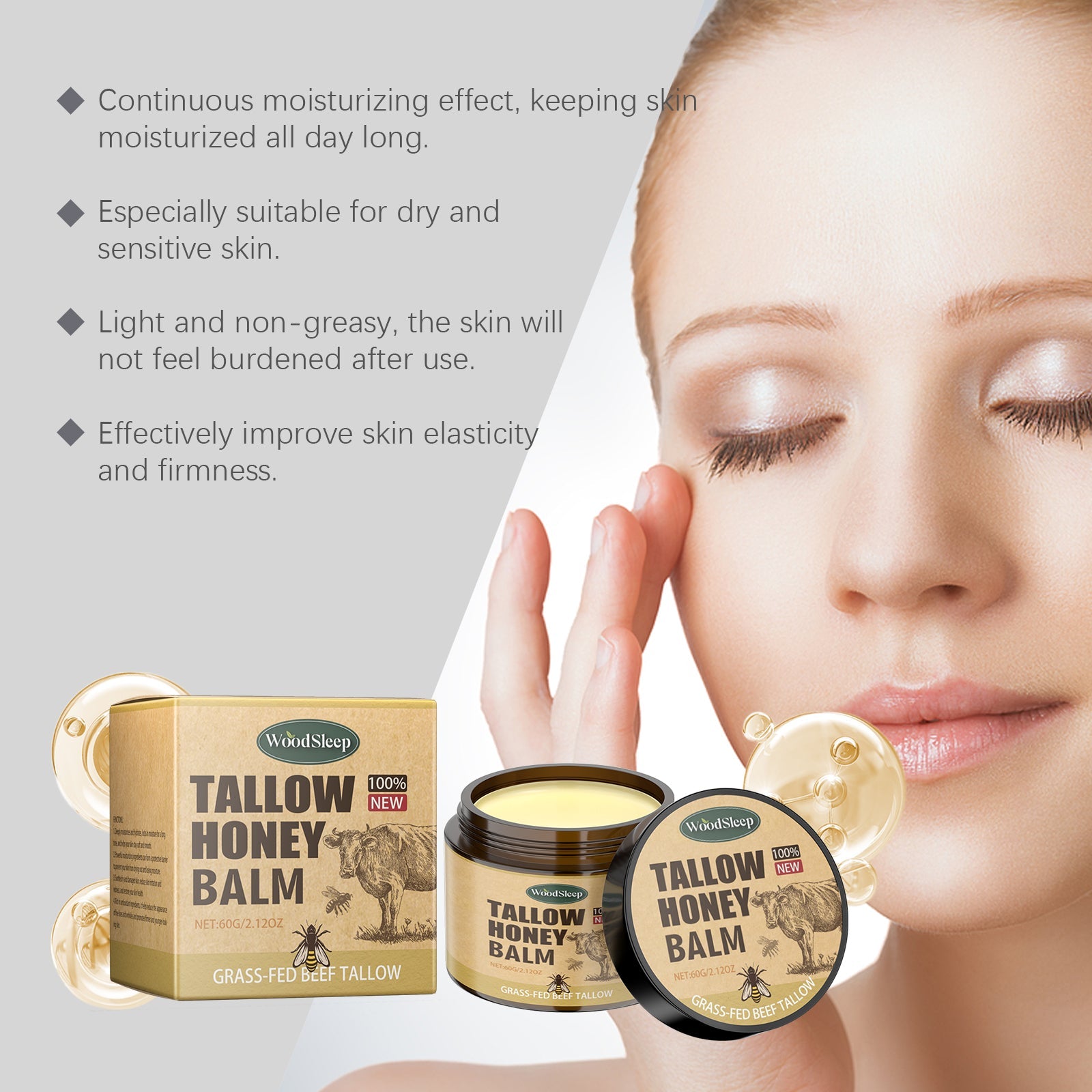Tallow Honey Hydrating Gentle Moisturizing Facial Skin Cream
