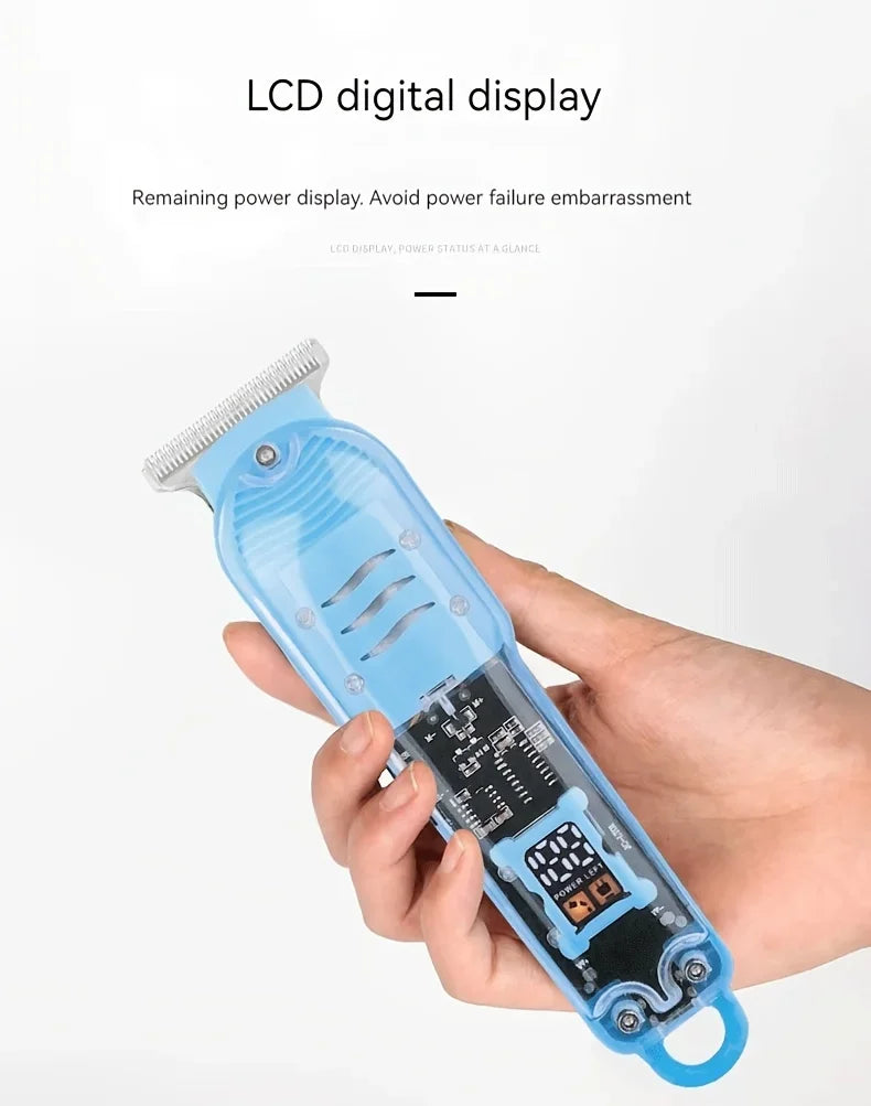 Transparent Electric Hair Clipper - USB Rechargeable Professional Trimmer for Men
