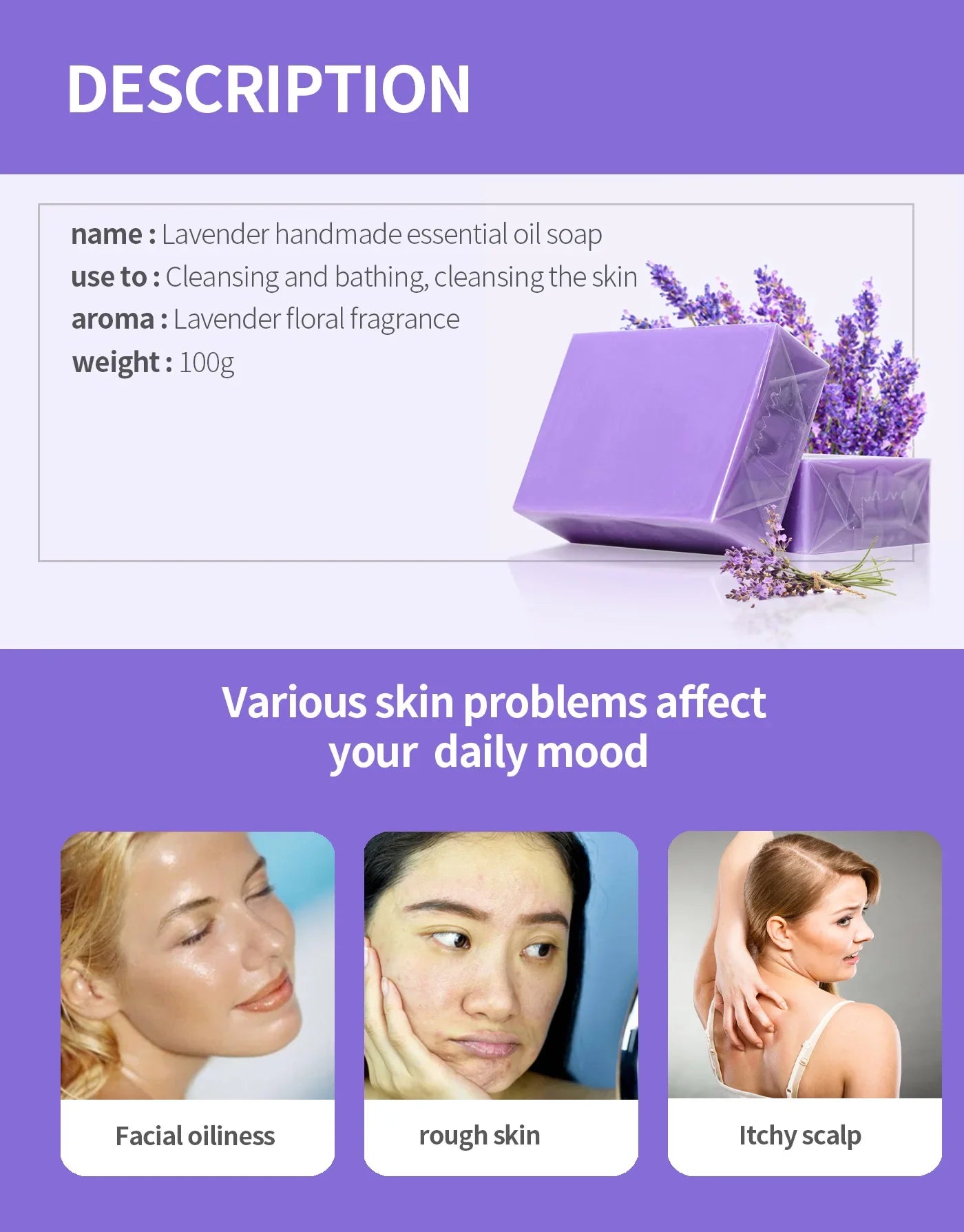 Natural Lavender Essential Oil Soap - Handmade for Cleansing & Oil Control