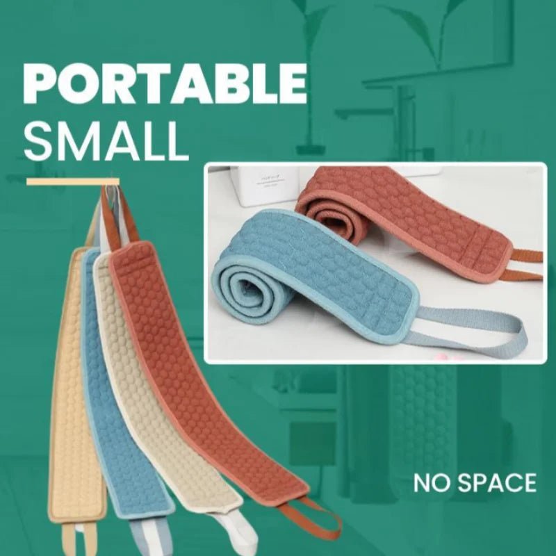 Exfoliating Back Scrubber Bath Belt - Korean & Japanese Body Washcloth with Pull Strap