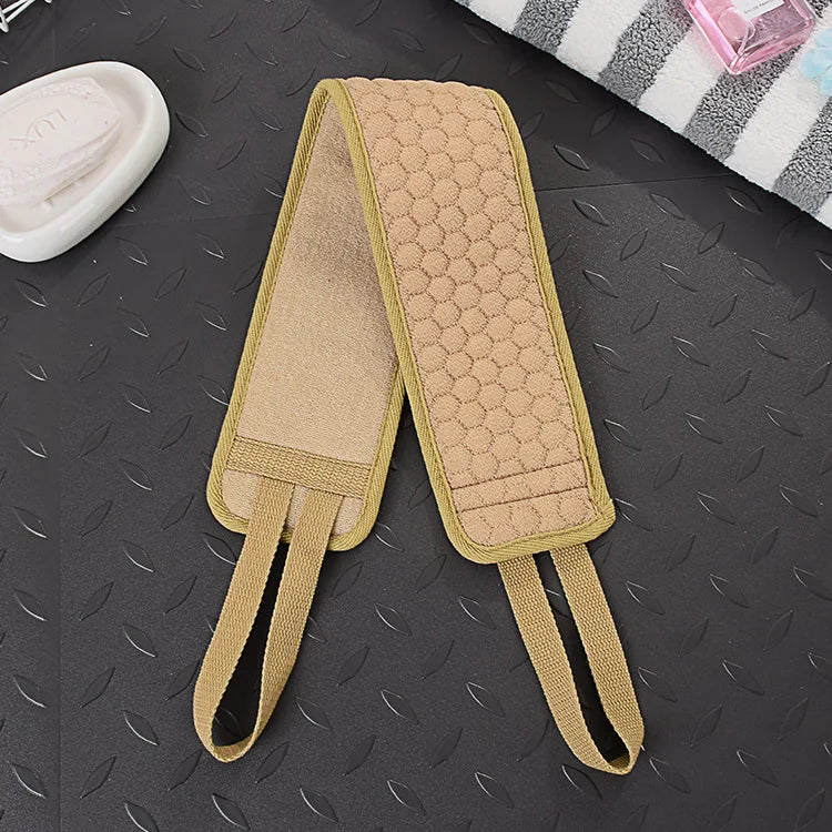 Exfoliating Back Scrubber Bath Belt - Korean & Japanese Body Washcloth with Pull Strap