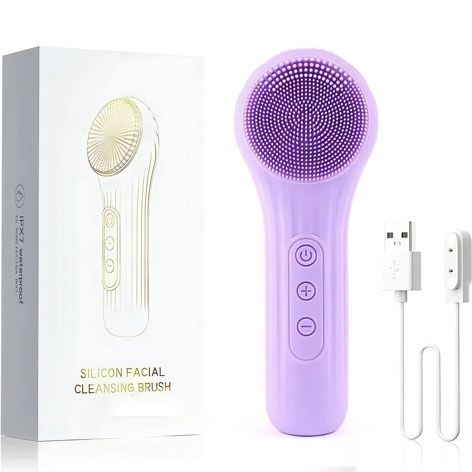 Silicone Electric Face Scrubber - Waterproof Facial Cleansing Brush with Heating & Vibration