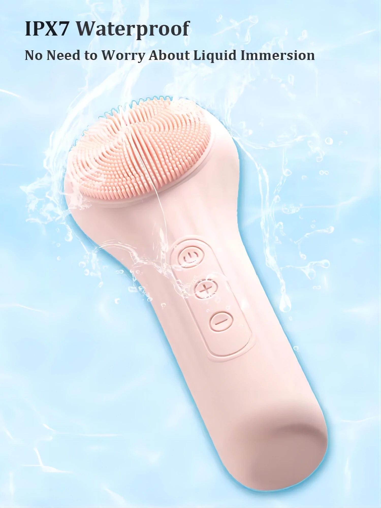 Silicone Electric Face Scrubber - Waterproof Facial Cleansing Brush with Heating & Vibration