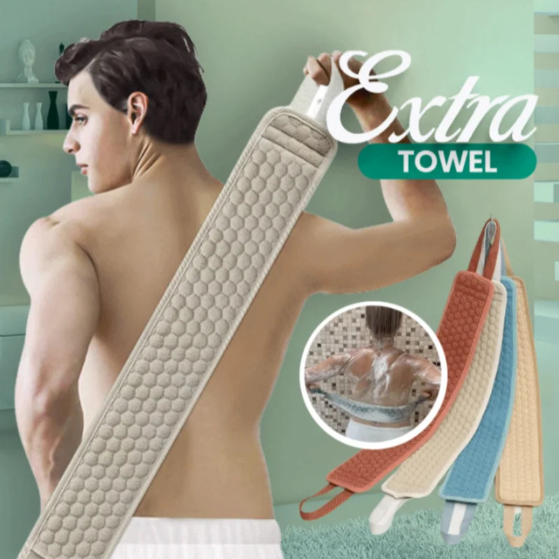 Exfoliating Back Scrubber Bath Belt - Korean & Japanese Body Washcloth with Pull Strap