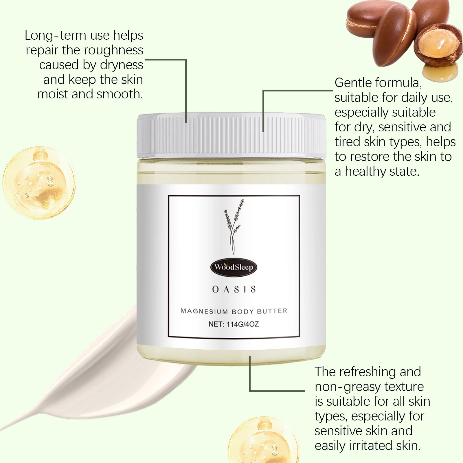 Shea Butter Body Lotion - Moisturizing Magnesium Body Butter for Soft, Smooth Skin