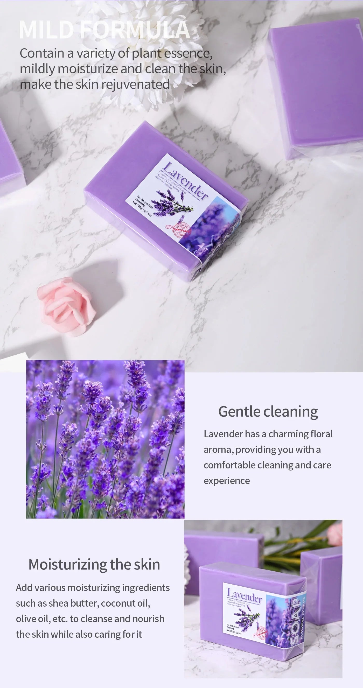 Natural Lavender Essential Oil Soap - Handmade for Cleansing & Oil Control