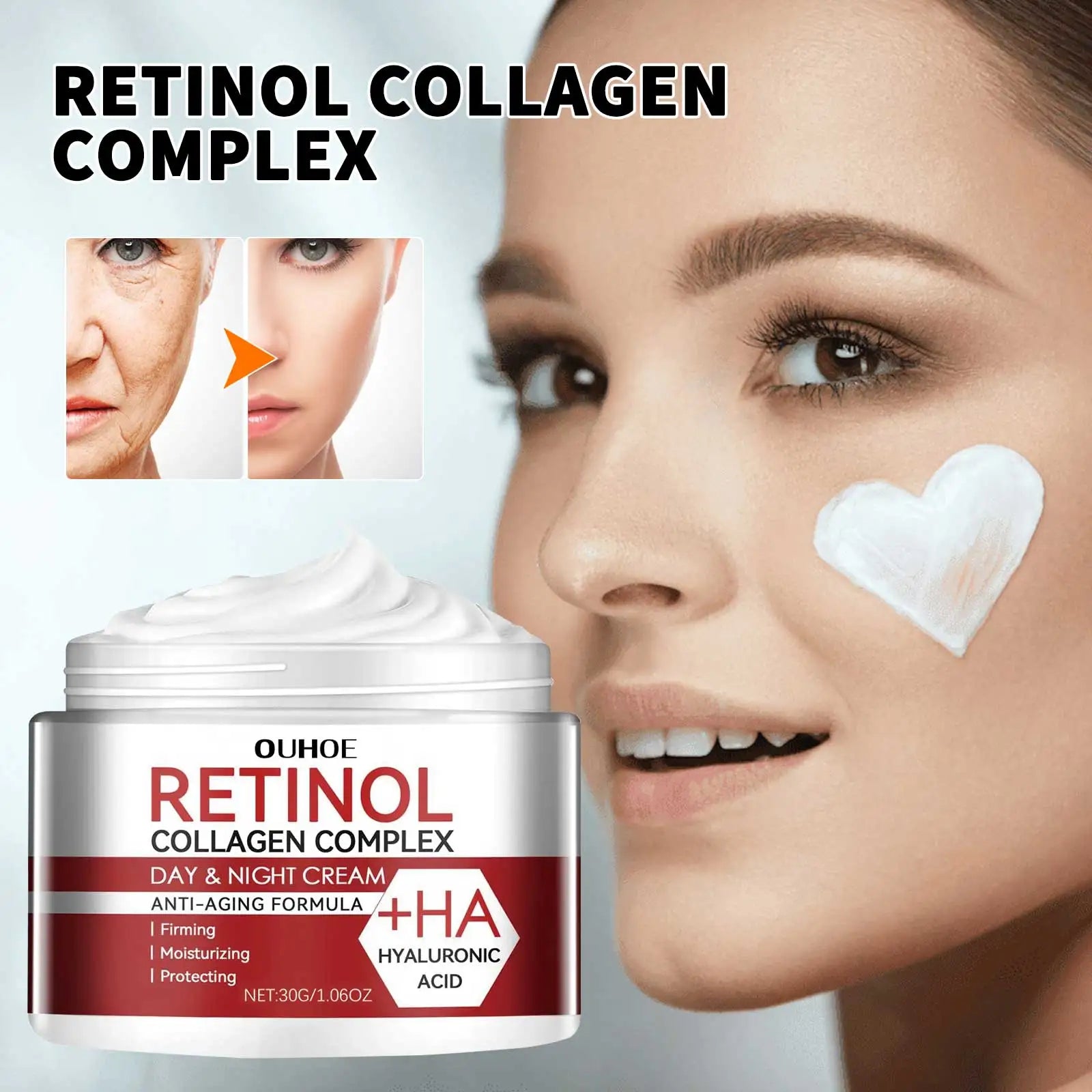 Retinol Collagen Face Cream - Day & Night Moisturizer with Hyaluronic Acid