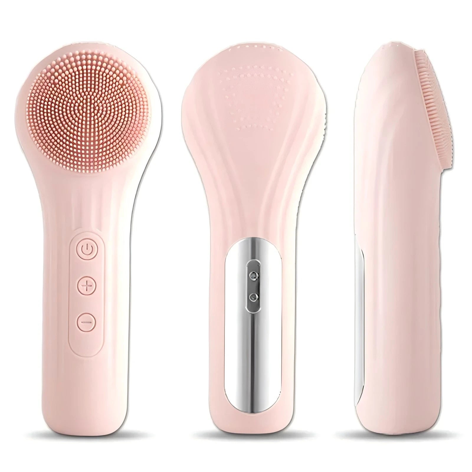 Silicone Electric Face Scrubber - Waterproof Facial Cleansing Brush with Heating & Vibration