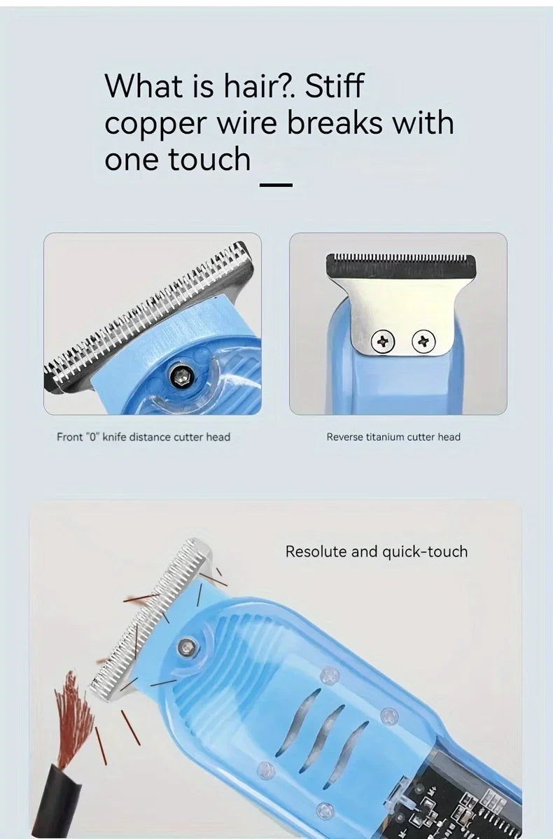 Transparent Electric Hair Clipper - USB Rechargeable Professional Trimmer for Men