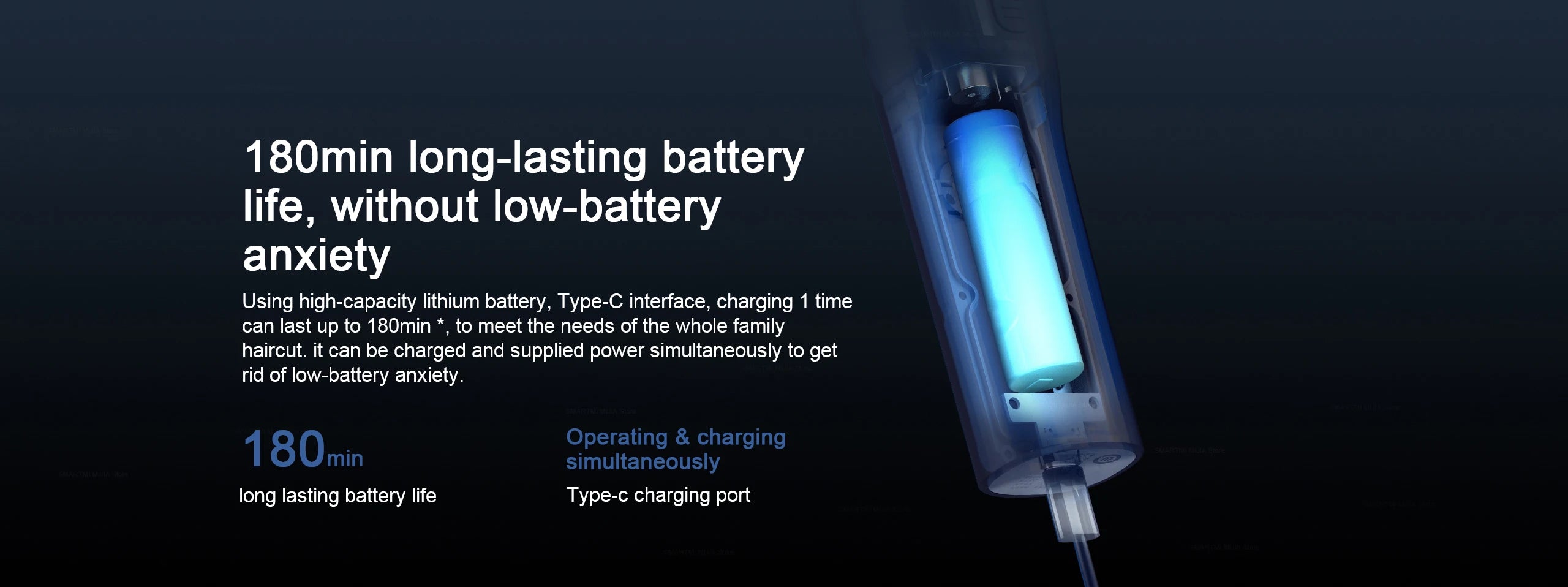 Xiaomi Mijia Hair Trimmer - IPX7 Waterproof Cordless Electric Clipper for Men