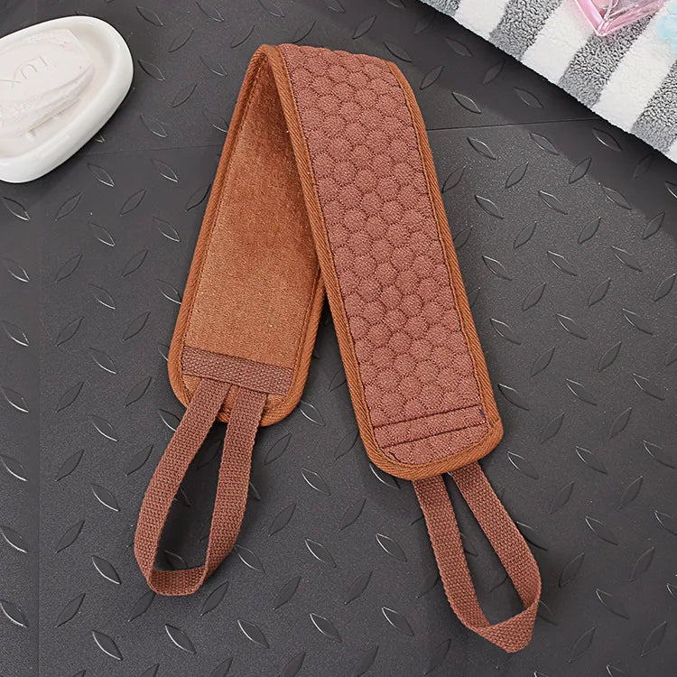 Exfoliating Back Scrubber Bath Belt - Korean & Japanese Body Washcloth with Pull Strap