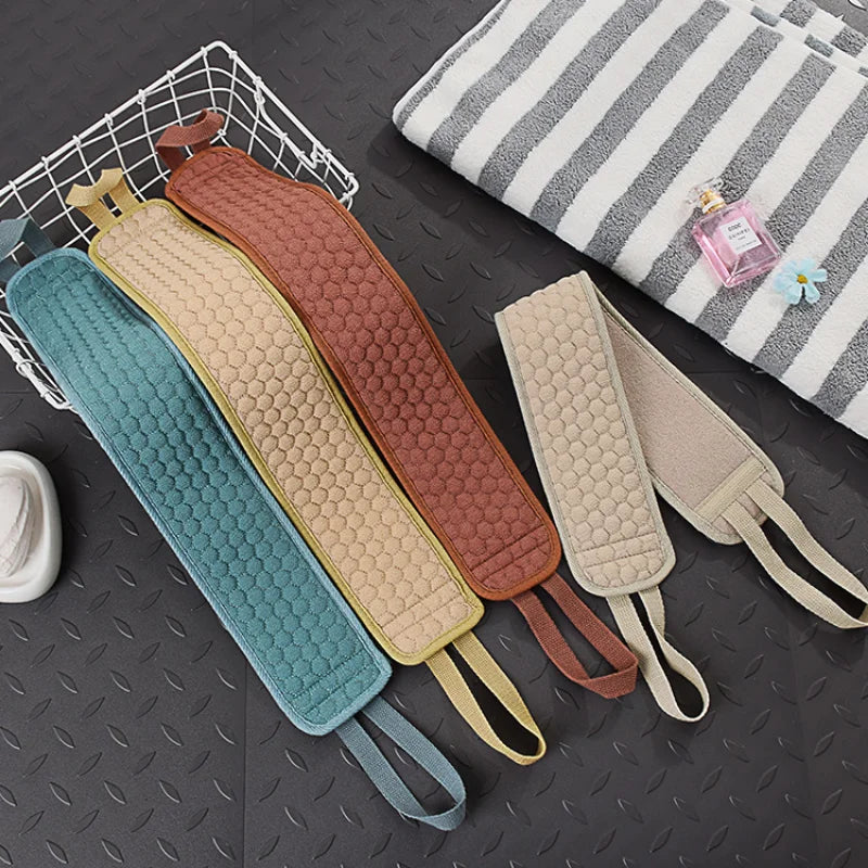 Exfoliating Back Scrubber Bath Belt - Korean & Japanese Body Washcloth with Pull Strap
