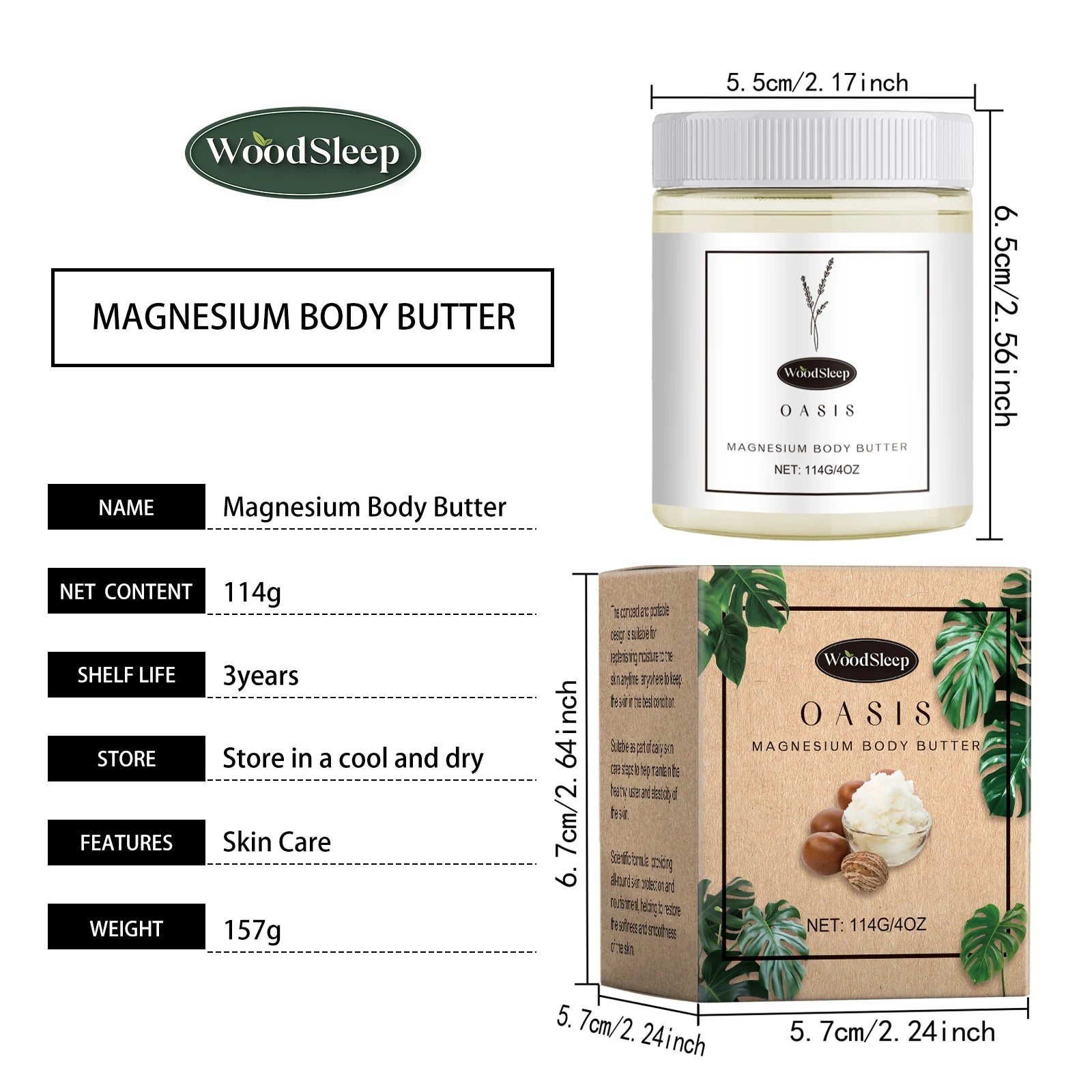 Shea Butter Body Lotion - Moisturizing Magnesium Body Butter for Soft, Smooth Skin