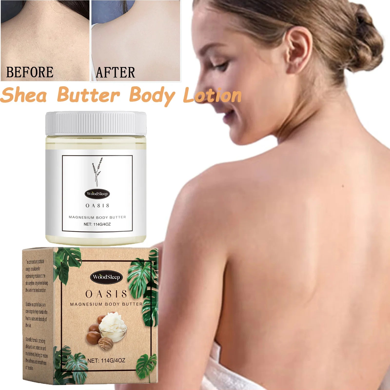 Shea Butter Body Lotion - Moisturizing Magnesium Body Butter for Soft, Smooth Skin